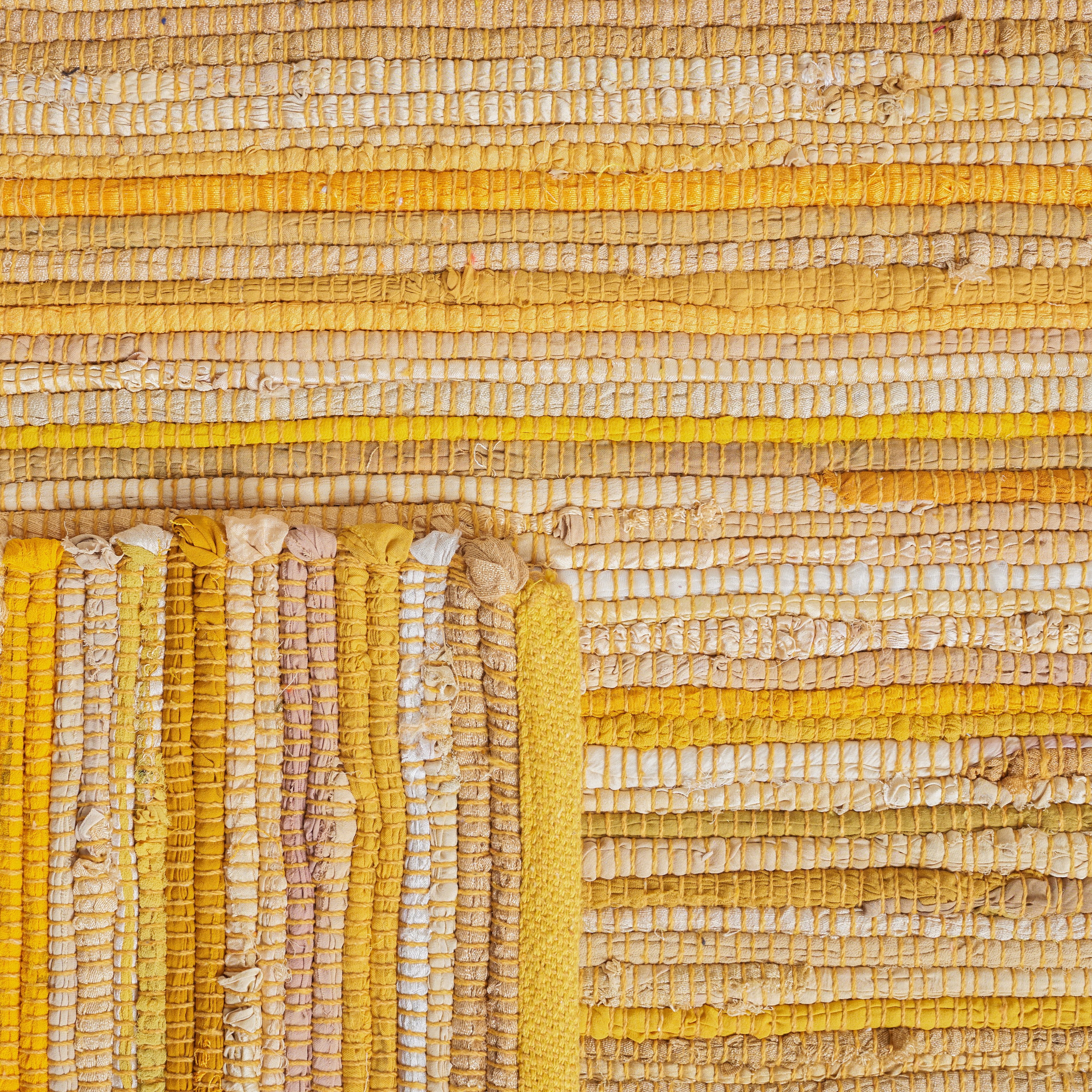 SAFAVIEH Rag Fergal Striped Cotton Area Rug, Yellow/Multi, 8' x 10'