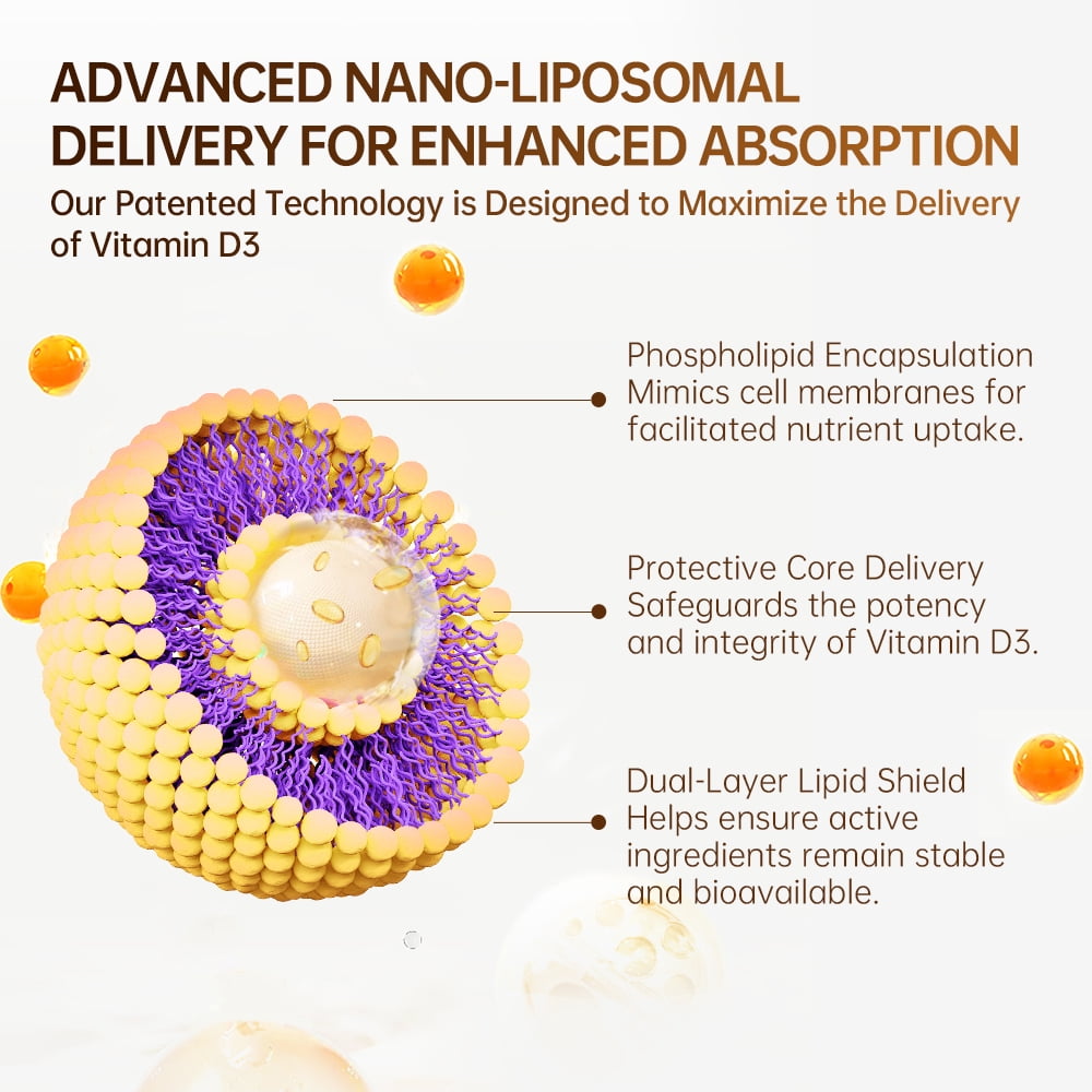 Dr. Austin Liposomal Vitamin D3 5000IU with K2 & Magnesium | Nano Targeted Delivery for High Absorption | Prenatal & Daily Immune Support | 60 Softgels (1)