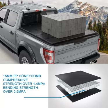 Hard Folding Truck Bed Tonneau Cover, Compatible with 2014-2021 Toyota Tundra Pickup 5.5 Ft Fleetside Bed