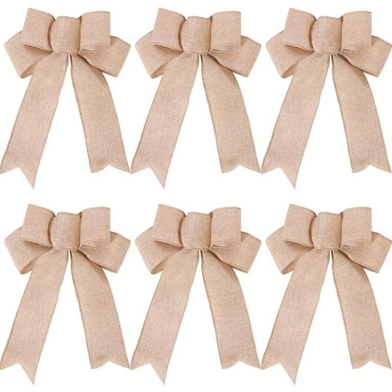 20 Pieces Burlap Bows Burlap Bow Knot Handmade Burlap Decorative Bowknot  Natural Ornament Bow for Christmas Decoration Tree Festival Holiday Party