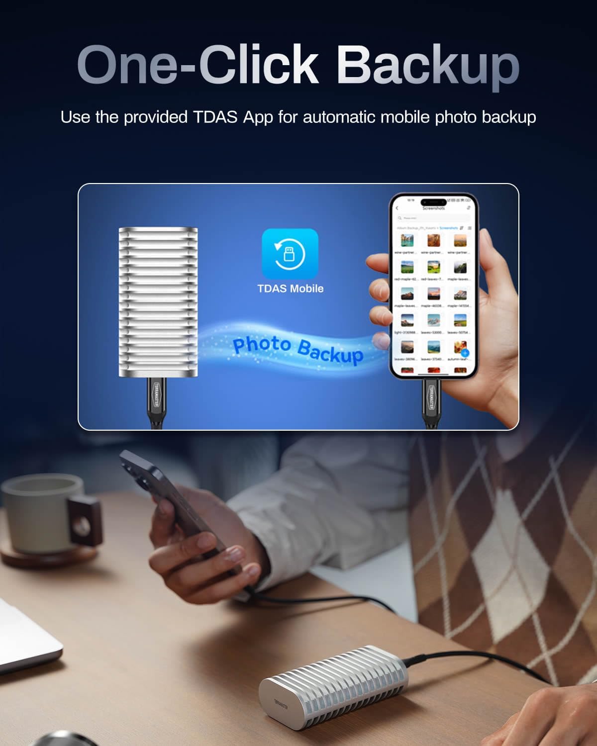 TERRAMASTER D1 SSD Plus 40Gbps M.2 NVMe SSD Enclosure - Aluminum M.2 Enclosure USB Type-C, Compatible with USB 4/3.2/3.1/3.0/2.0, Thunderbolt 5/4/3, Mobile App for Data Backup Included (Diskless)