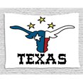 thumbnail image 1 of Texas Star Tapestry, Doodle Style Buffalo Head with Horns Texas Flag and Vintage Letters Cowboy Theme, Wall Hanging for Bedroom Living Room Dorm Decor, 80W X 60L Inches, Multicolor, by Ambesonne, 1 of 2