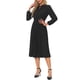 thumbnail image 4 of Vestido Midi A-Line de Manga Larga con Cinta en V Plisado para Mujer INSPIRE CHIC M Negro, 4 of 6