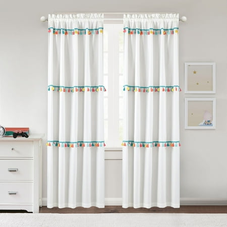American Kids Cassie White Pom Pom Curtain Panel Set Of 2
