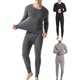 thumbnail image 2 of Lohuatrd - Conjunto de 2 piezas de ropa interior térmica de invierno para hombre, cuello redondo, manga larga, cálido, grueso, color puro, ajustado, elástico, entrepierna abierta, pijama para hombre,, 2 of 7