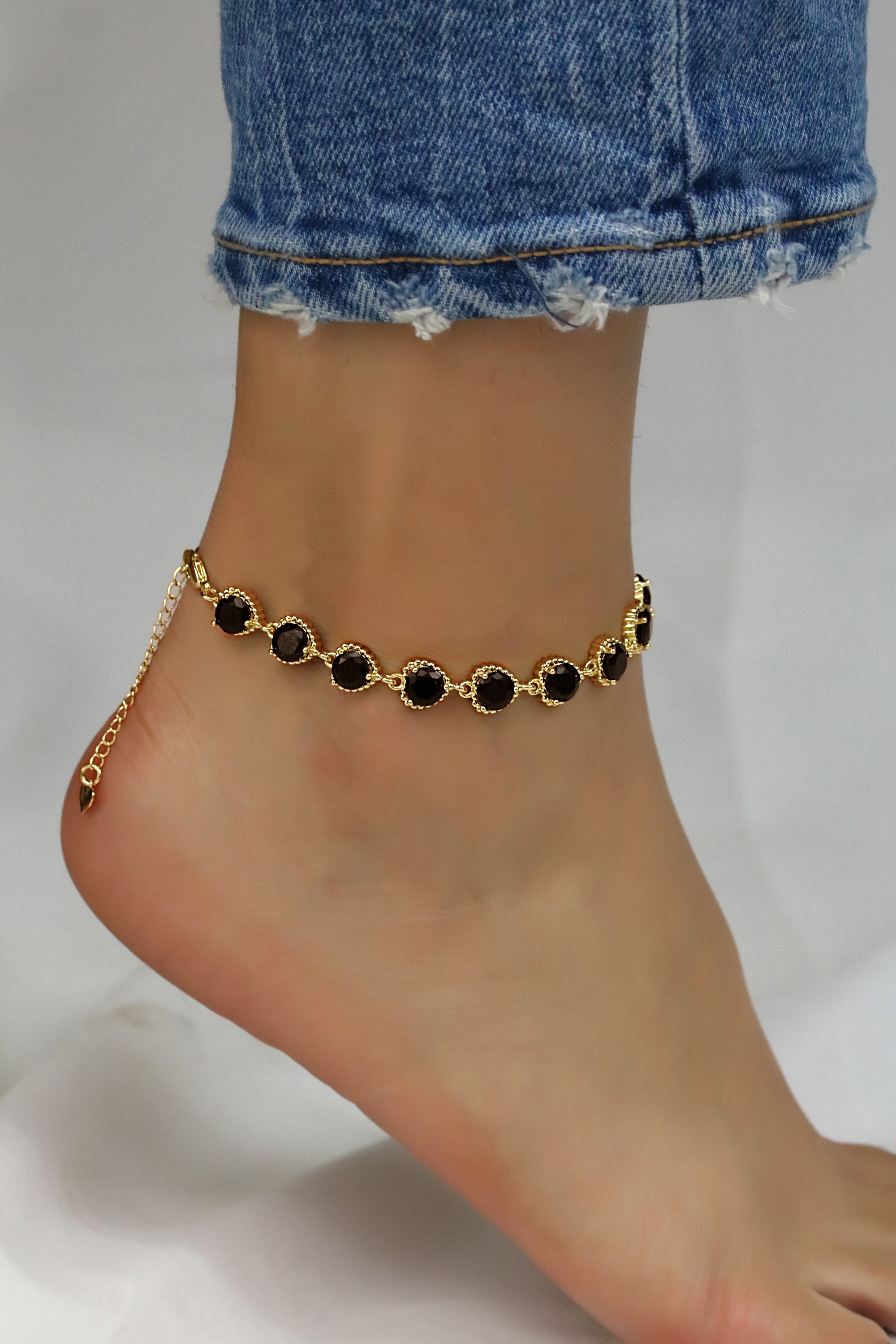 Kaash Customs CZ Silver Color Anklet Bracelet for Women,5"+2" inch Adjustable Size