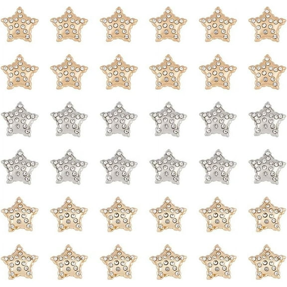 1box 36pcs 3 Colors Star Rhinestone Sewing Buttons Alloy Shank Buttons Sew on Clothing Buttons Flatback Embellishments for Clothing Jewelry Making DIY Decoration Hole 2mm
