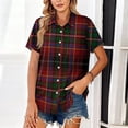 thumbnail image 4 of Dwralegc Women's Clothing V Neck Button Down Shirts Work Business Casual Outfits Dressy Summer Spring Solid Color Short Sleeve Blouses Wine 2XL, 4 of 5