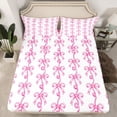 thumbnail image 2 of Homewish Princess Bowknot Kids Full Size Sheets, Pink Watercolor Ribbon Bed Sheets, Cute Bow-tie Theme Sheet Sets, Microfiber Bedroom Decor, 4-Piece, 2 of 7