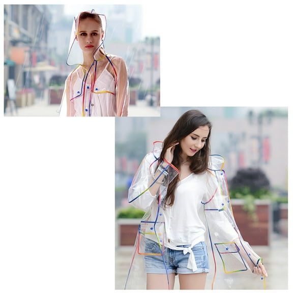 WORGEOUS Reusable Transparent Raincoat EVA Rain Poncho Outdoor Waterproof Raincoat Outdoor Rainwear for Adults (L Size, Colorful)