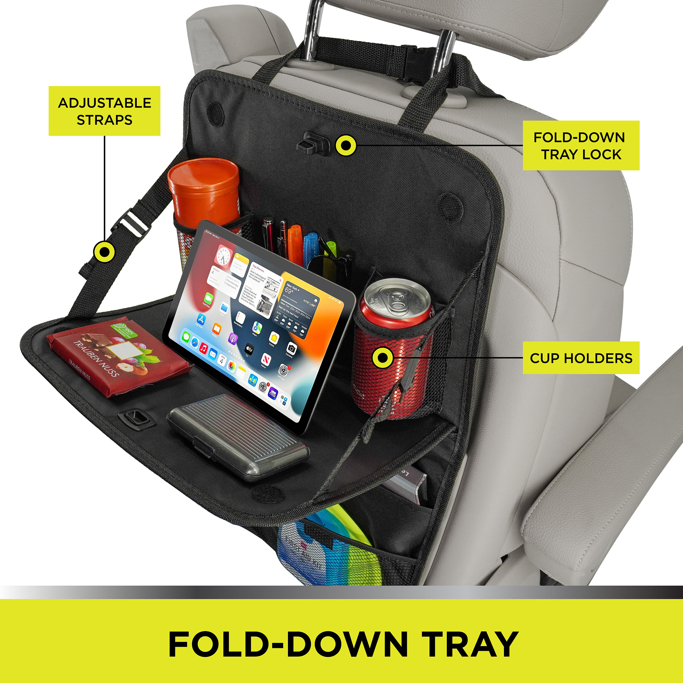 Auto Drive Multi-Pocket Backseat Organizer with Table photo 2