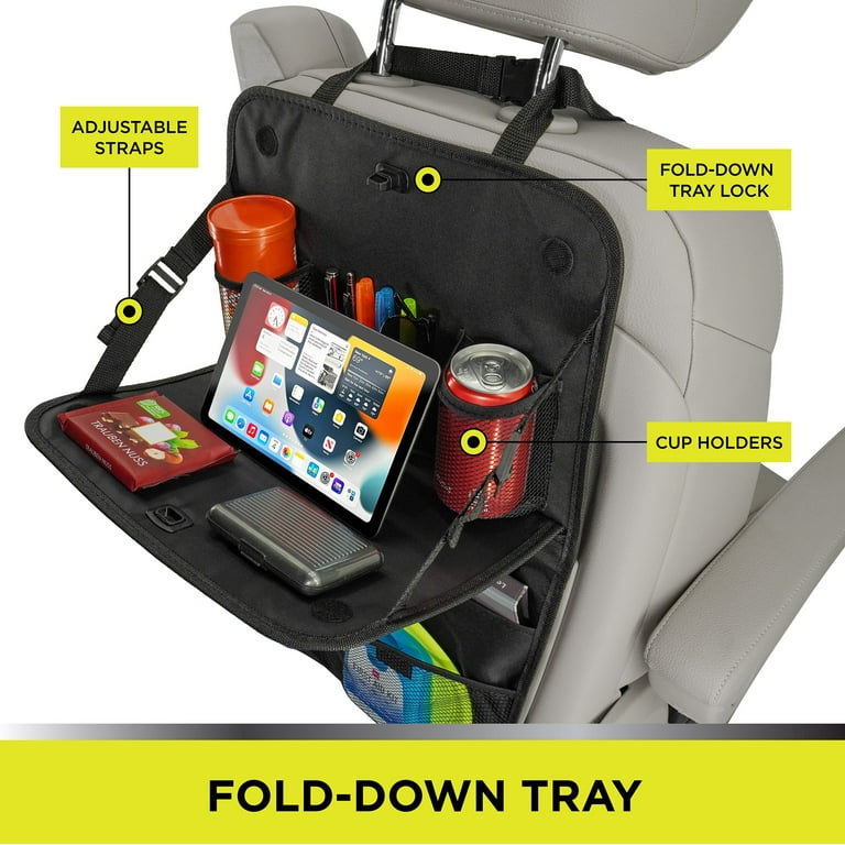 Luckybay 2 Pack Car Backseat Organizer with 10 inch Touch Screen Tablet Holder + 9 Storage Pockets Kick Mats Car Seat Back Protectors Great Travel