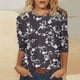 thumbnail image 2 of Blusas para Mujeres Casual 3/4 Manga Cuello Redondo Impreso Suelto, Top para Primavera Verano Diario Y Otoño, 2 of 5