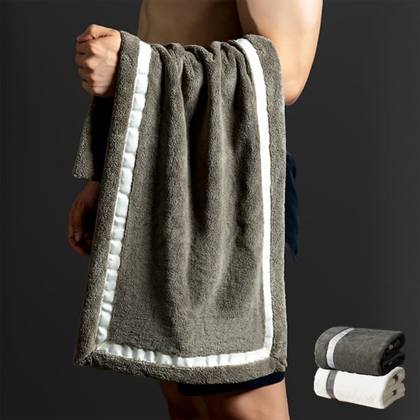 Toalla de baño grande de forro polar suave 13.7x29.5 pulgadas | Altamente absorbente y de secado rápido | Terciopelo grueso blanco gris | Hogar, gimnasio, piscina, yoga, spa, hotel, ducha