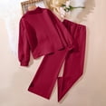 thumbnail image 4 of ATOGUTA Teen Girls Clothing Set Kids Sweatsuit Button Up Long Sleeve Jacket Sweatpants Fashion Clothing Set Size 7-12, Wine, 4 of 6
