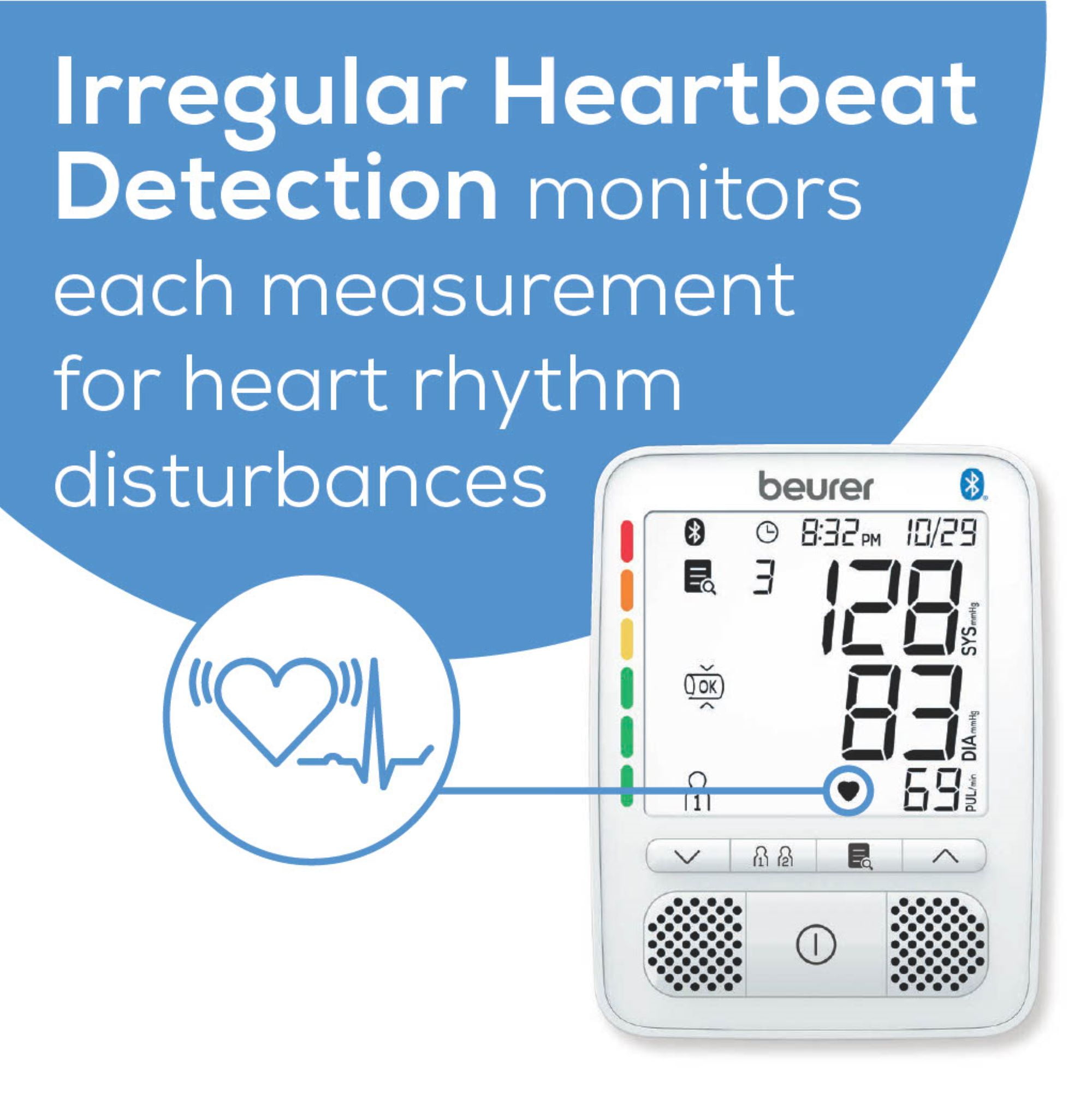 Beurer Premium 800 Blood Pressure Monitor with Bluetooth and Speaker, FSA & HSA Eligible, Talking Function, Stores 240 Readings for 2 Users, Wide-Range Upper Arm Cuff