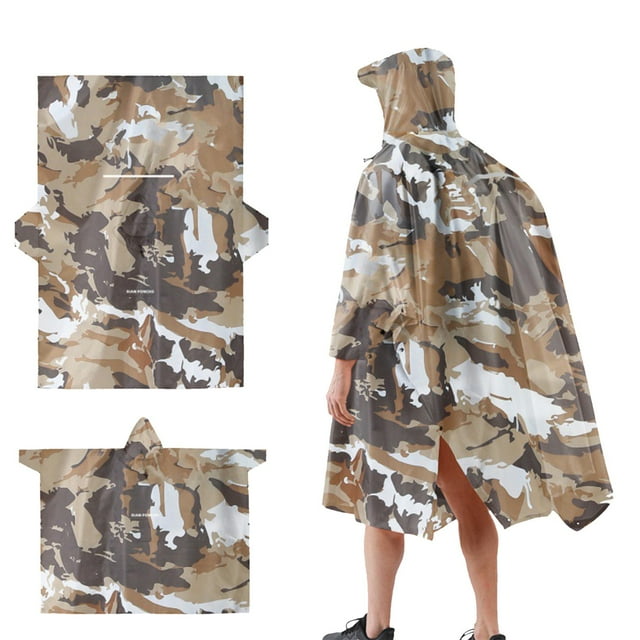 MIASHUI Ponchos de Pluie pour Adultes Femmes Hommes Imperméable pour Camping Randonnée Voyage Sac à Dos, Kaki, Taille Unique