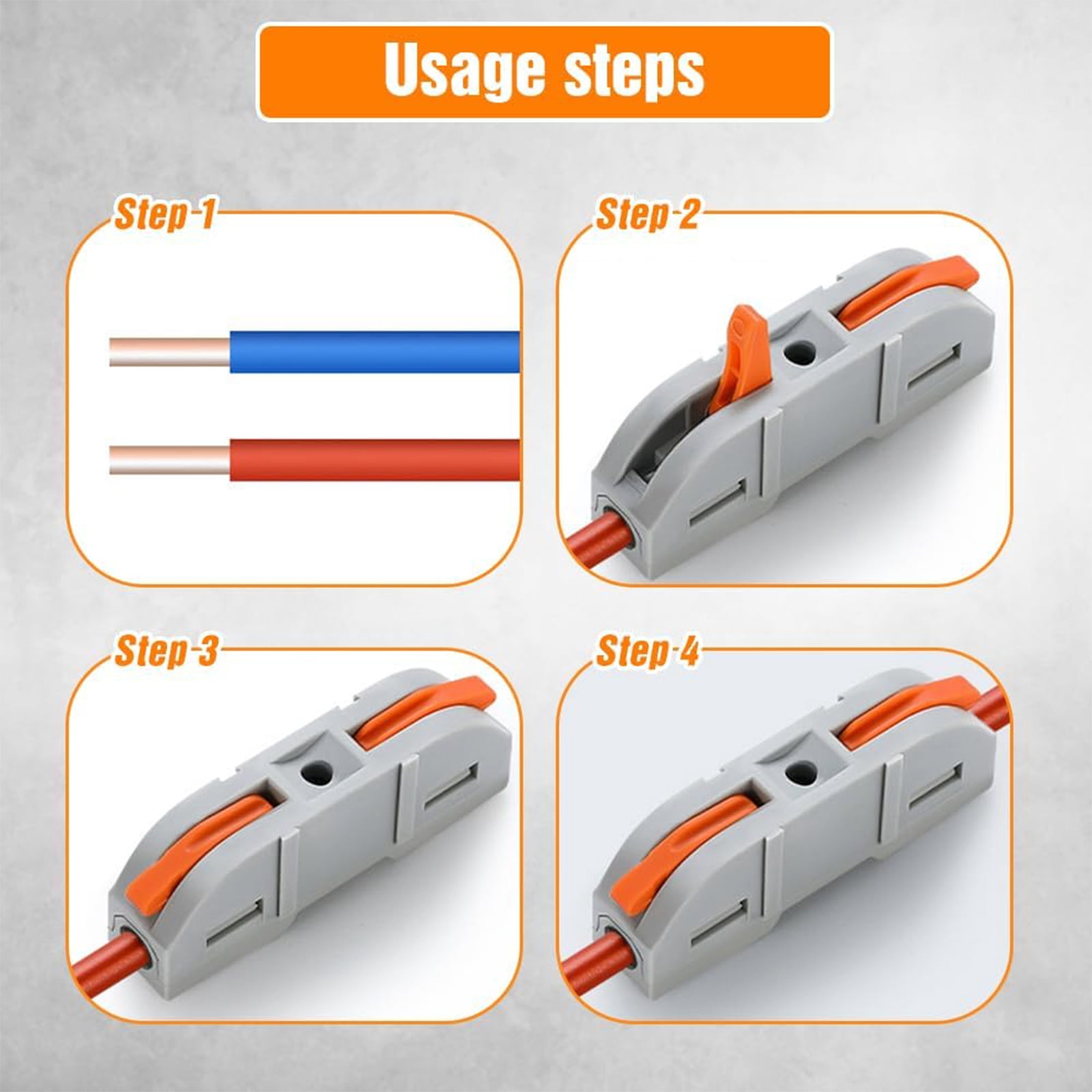 2026 Upgrade Universal Quick Lever Electrical Wire Connectors (24-12 Awg) Assortment (50/100pcs) + Wire Stripper, Home Mini Quick Lever Wire Connectors Push-in,1 in 1 Out (100pc)