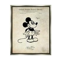Stupell Industries Vintage Mouse Character Patent Graphic Art Luster Gray Floating Framed Canvas Print Wall Art, Design by Karl Hronek