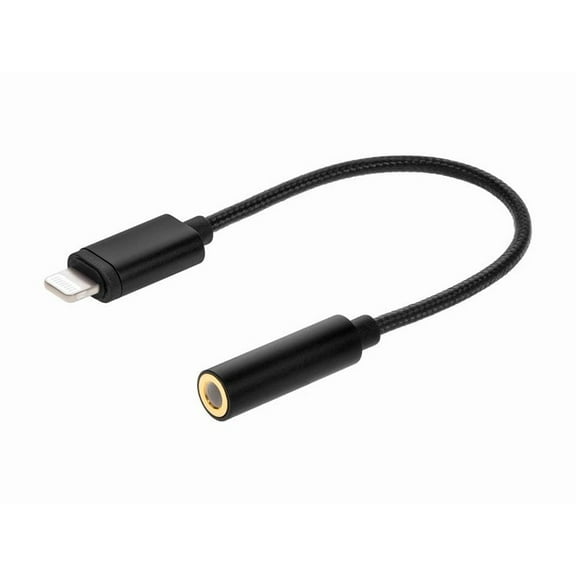 Monoprice USB & Lightning Cable - MFi Certified Lightning to 3.5mm Audio Adapter - Black | Nylon Braided, Works With Any Apple Lightning Device