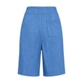 thumbnail image 3 of Women Wide Leg Shorts High Waist Wide Leg Pocket Summer Vacation Linen Hiking Shorts Women Sky Blue, 3 of 5