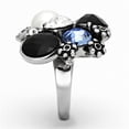thumbnail image 4 of TK941 - High polished (no plating) Stainless Steel Ring with Synthetic Synthetic Glass in Jet, 4 of 4