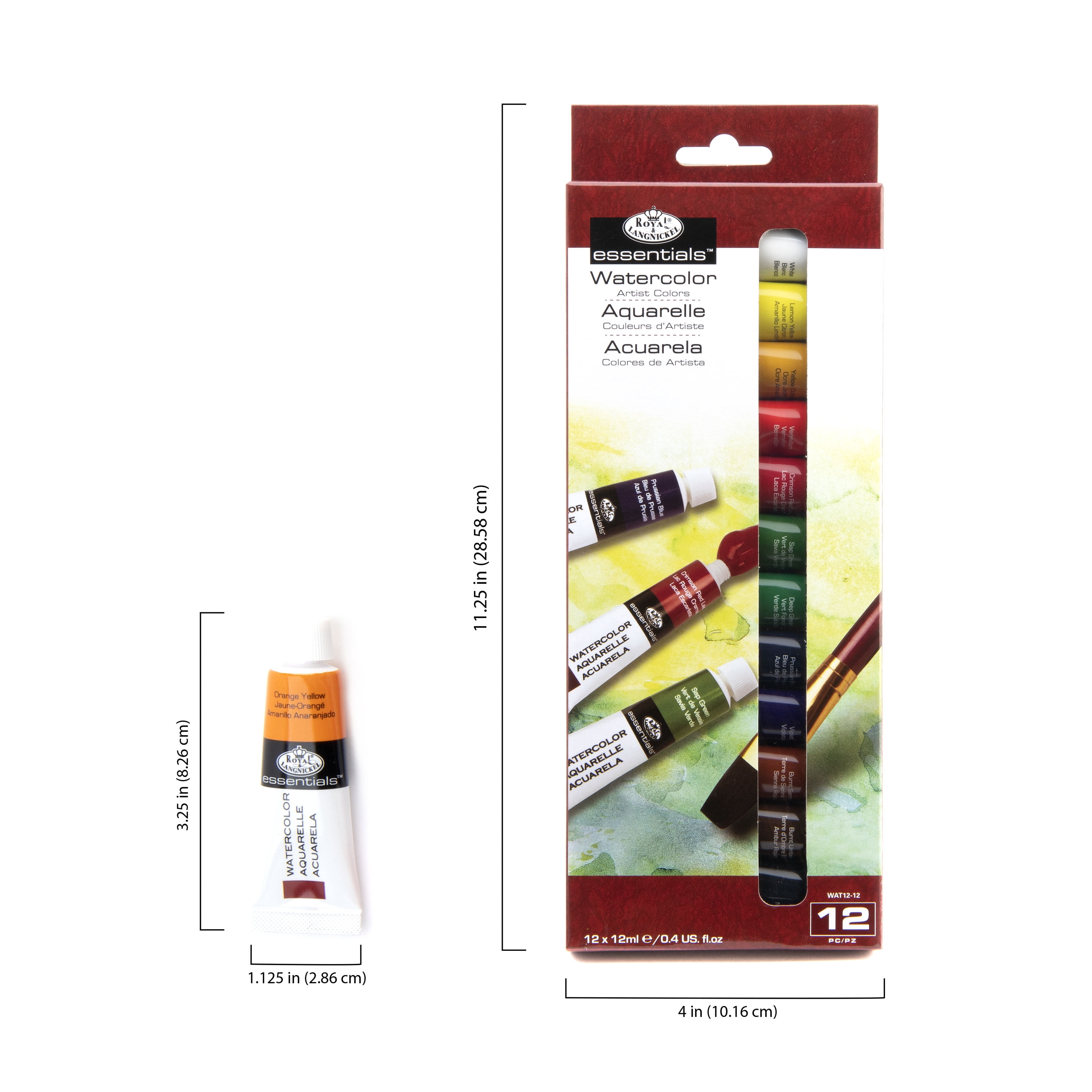 Royal and Langnickel Essentials 12ml Watercolor Paint Pack, 12pc