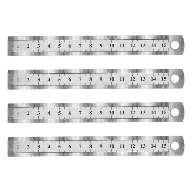 4piezas 15cm 6 Pulgadas Regla de Metal Inoxidable Herramienta de Medicion