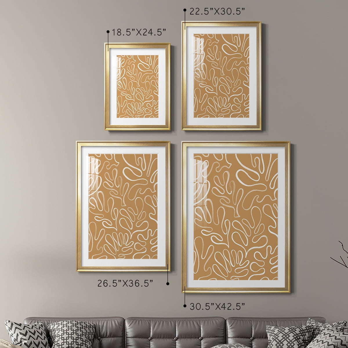 Wexford Home Matisse Pieces I Premium Framed Print, 22.5" x 30.5" - Ready to Hang, Gold (Set of 2)