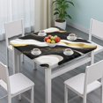 thumbnail image 3 of Black and Gold Marble Layered Waves Pattern Square Fitted Tablecloth with Elastic Edge,Square Table Cover,Washable Elastic Table Cover for Home Kitchen Party Decor 34"x34", 3 of 6