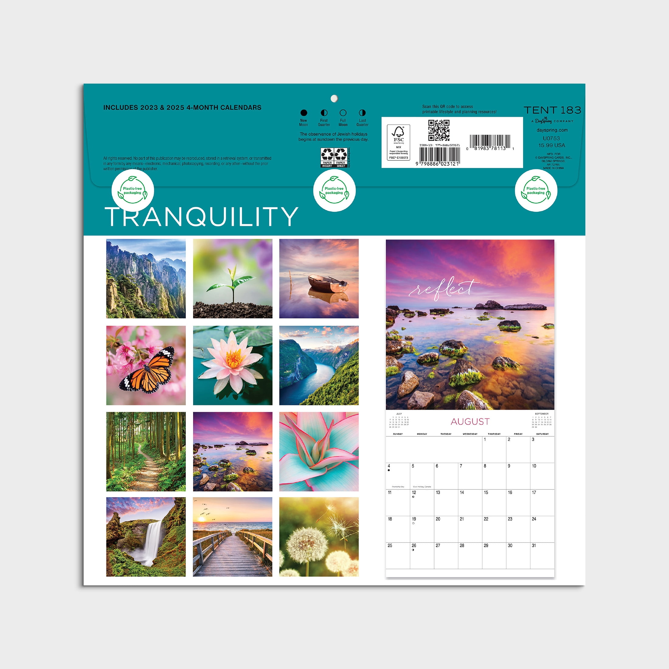 2024-12 Month Hanging Wall Calendar-Tranquility-12x12 by Dayspring