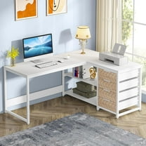 Tribesigns L Shaped Computer Desk, 59" Modern Reversible Office Corner Desk for Home Office, White