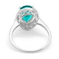 thumbnail image 3 of Halo Pear Teardrop Bridal Ring Round Paraiba Tourmaline CZ 925 Sterling Silver Size 4, 3 of 4