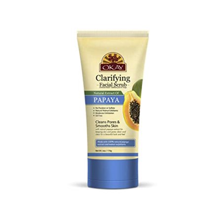 OKAY | Papaya Facial Scrub | Moderate Exfoliant | Cleans Pores - Smoothes Skin | Natural Papaya Extract | 6 oz
