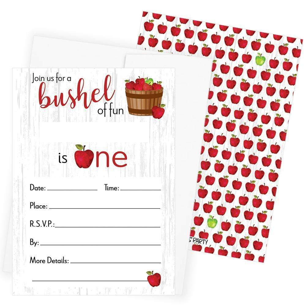 Apple Farmhouse 1st Birthday Party Invitations – 10 Cards - Distinctivs