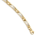 thumbnail image 1 of 14k Two-tone Polished and Satin 8.5in Mens Link Bracelet in 14k Yellow and White Gold, 1 of 3