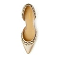 thumbnail image 2 of XYD Women Elegant Pearls D'Orsay Pumps Pointed Closed Toe Low Heels Slip-on Kitten Evening Shoes Size 15 Champagne, 2 of 4