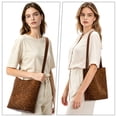 thumbnail image 2 of URSOFINE 2Pcs Women Faux Suede Bucket Bag Set, Adjustable Strap Slouchy Hobo Shoulder Tote Purse, Multiway Crossbody Handbag for Work Shopping Travel Fall Winter Daily Use, 2 of 7