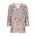thumbnail image 6 of T-Shirts for Women 3/4 Sleeve V-Neck Floral Printed Casual Dressy Tunic Tops Laides T-Shirts, 6 of 6