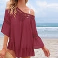 thumbnail image 6 of qelini Beach Cover up for Women Long Sleeve Cardigan Cover Up Solid Color Cover Up Tunic Summer Beach Vocation, 6 of 8