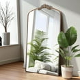 thumbnail image 2 of GZXS Oversized Arched Floor Mirror 66"x36", Full Body Mirror with Antique Bronze Metal Frame, Baroque Style Standing or Wall Mounted Mirror for Bedroom, Hallway, 2 of 6
