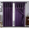 thumbnail image 2 of Chezmoi Collection Royal 4-Piece Jacquard Floral Window Curtain Set, Purple/Dark Purple, 2 of 8
