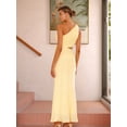 thumbnail image 6 of Women One Shoulder Long Dress 3D Flower Sleeveless Waist Out Out Cocktail Summer Party Bodycon Dresses Yellow L, 6 of 8