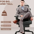 thumbnail image 6 of Office Chair - 400lbs Big And Tall, Black Fabric, Lumbar Support, Reclining, Wide Seat With Foot Rest, Adjustable Ergonomic For Tall Individuals, 400lbs, Microfiber,, 6 of 6