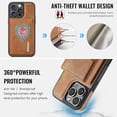 thumbnail image 3 of ELEHOLD Case for iPhone 15 Pro Max, Magnetic 2 in 1 Detachable Leather Wallet Case with Card Holder & Stand,Brown, 3 of 6