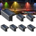 thumbnail image 4 of Lámpara de pared solar para exteriores 7 formas RGB que cambia de color | Iluminación de barandillas de escaleras de cercas de esquina | Ahorro de energía resistente a la intemperie | Carga solar de, 4 of 9