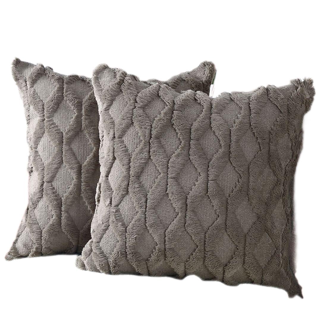 Bed 18 x 18 Sweet Home Collection Decorative Pillows 2 Pack Faux Suede Soft Throw Cushion Solid Color for Couch Sofa Taupe Chair