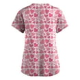 thumbnail image 4 of Qwertyu Plus Size Scrubs for Women V Neck Short Sleeve Casual Scrub Shirts Love Heart Print Graphic Medical Scrubs with Pockets Pink 2XL, 4 of 4