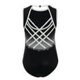 thumbnail image 4 of Doomiva Youth Girls Athletic Dance Apparel Shiny Rhinestones Ballet Leotard Active Bodysuit Gymnastics Biketard Black 14, 4 of 5