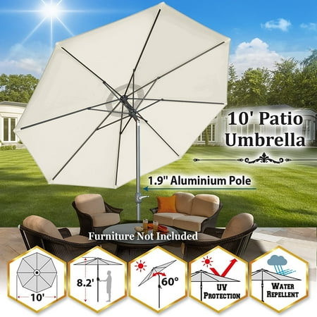 For Sunrise 10 Outdoor Patio Umbrella 8 Ribs Market Parasol Sunshade With Tilt And Crank Ecru Accuweather For Sunrise 10 Outdoor Patio, Big Lots Outdoor Umbrellas